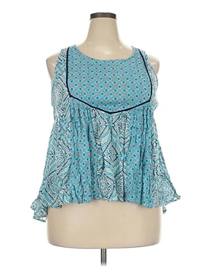 Pre-owned Crown & Ivy Sleeveless Blouse In Teal