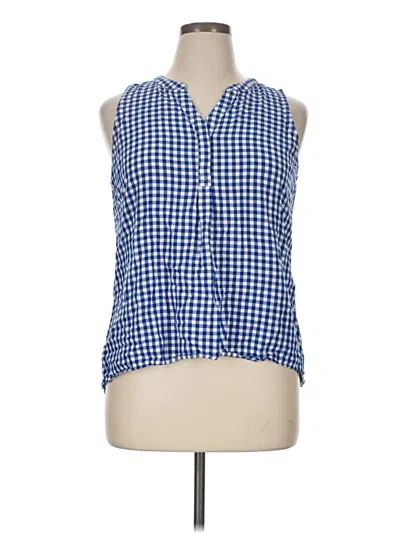 Pre-owned Crown & Ivy Sleeveless Button Down Shirt In Blue