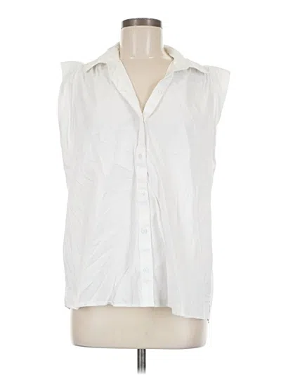 Pre-owned Crown & Ivy Sleeveless Button Down Shirt In White