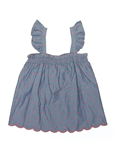 Crown & Ivy Kids' Sleeveless Top Blue Ruffles Neckline Tops