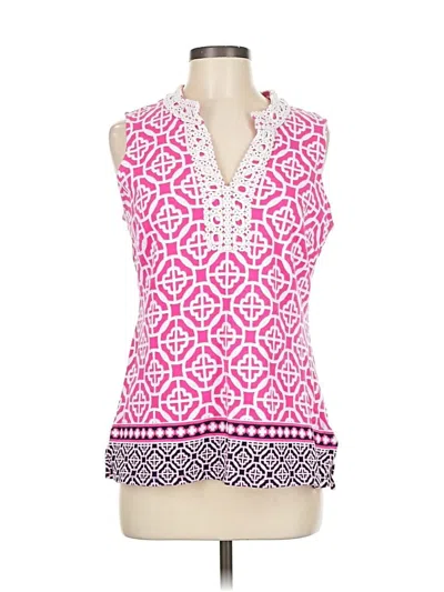 Pre-owned Crown & Ivy Sleeveless Top Pink Keyhole Neckline Tops