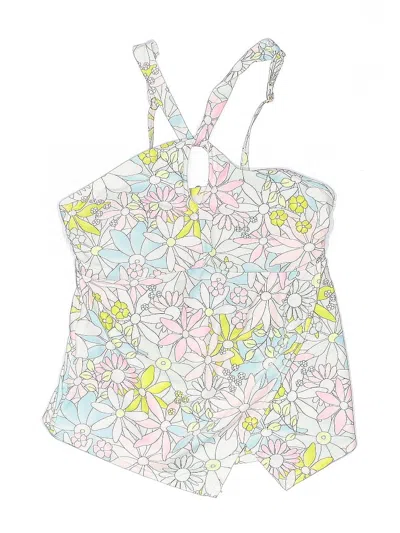 Pre-owned Crown & Ivy Swimsuit Top Blue Floral Pattern Swimwear