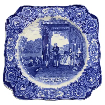 Pre-owned Crown Ducal England Vintage "washington And Lafayette At Mount Vernon" Bicentennial Decorative Plate In Purple