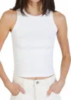 Crown Jewel Crop Sleeveless Crew Top In White In White