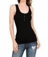 Crown Jewel Hollywood Henley Tank In Midnight In Black