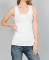 Crown Jewel Hollywood Henley Tank In Pearl In Beige