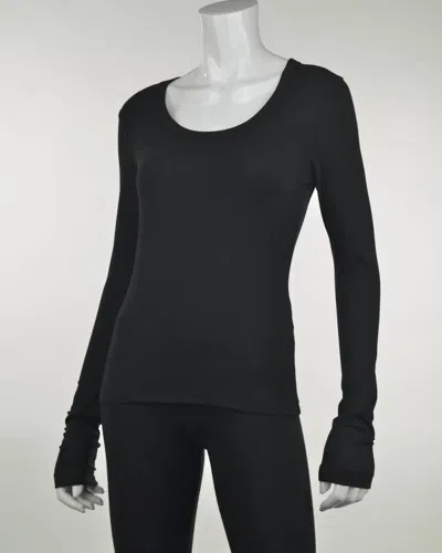 Crown Jewel Long Sleeve Scoop Neck Tee In Black