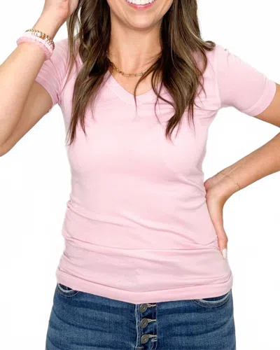 Crown Jewel Ventura Short Sleeve V-neck Tee In Blush In Multi