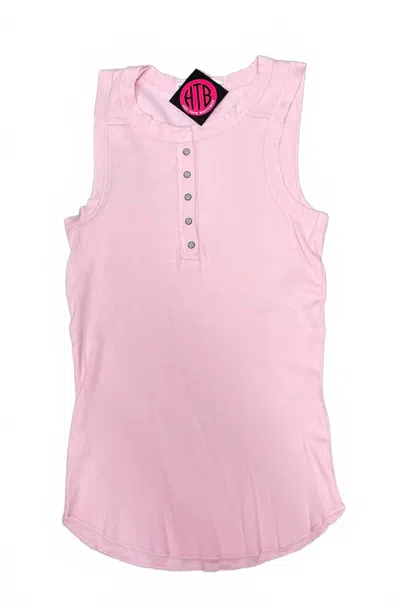 Crown Jewel Women's Henley Crew Tank In Blush In Pink