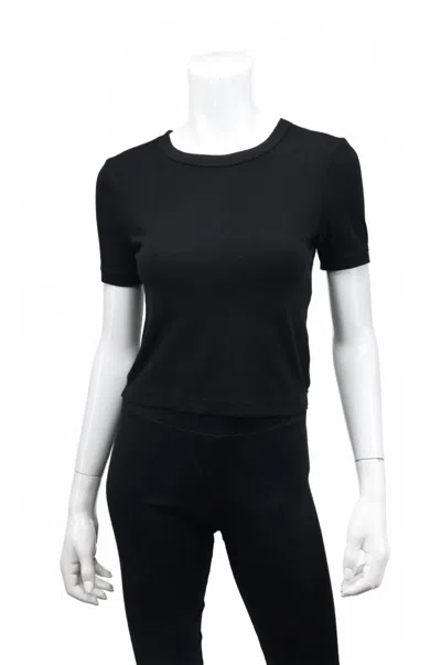 Crown Jewel Women's Luxx Cropped Crew Neck Short Sleeve Tee In Black