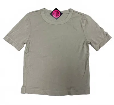 Crown Jewel Women's Luxx Cropped Crew Neck Short Sleeve Tee In Khaki In Green