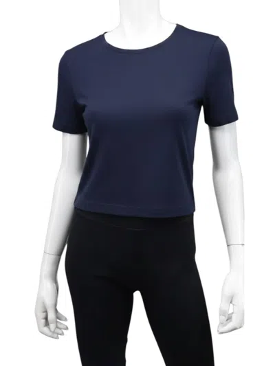 Crown Jewel Women's Luxx Cropped Crew Neck Short Sleeve Tee In Navy In Blue