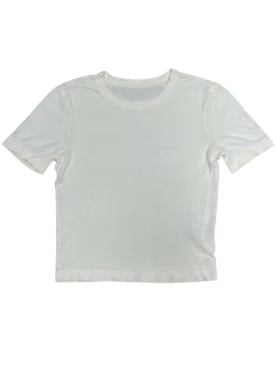 Crown Jewel Women's Luxx Cropped Crew Neck Short Sleeve Tee In Pearl In Gray