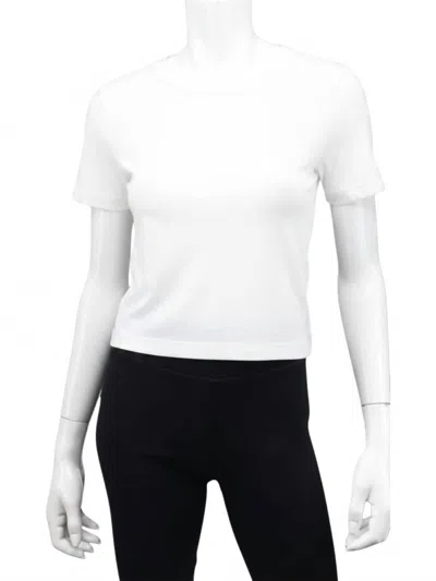 Crown Jewel Women's Luxx Cropped Crew Neck Short Sleeve Tee In White