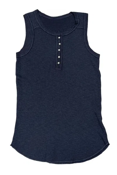 Crown Jewel Women's Thermal Crew Henley Tank In Midnight In Multi