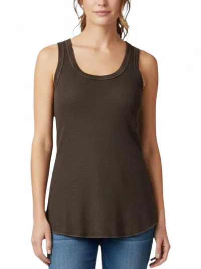 Crown Jewel Women's Thermal Scoop Tank In Chocolate In Black