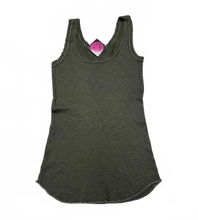 Crown Jewel Women's Thermal Scoop Tank In Olive In Green