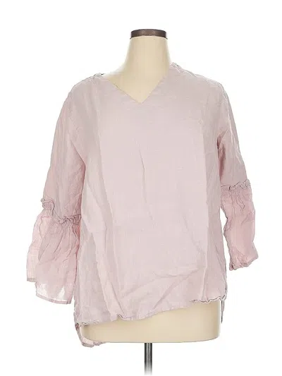Pre-owned Crown Linen Designs 3/4 Sleeve Blouse In Pink