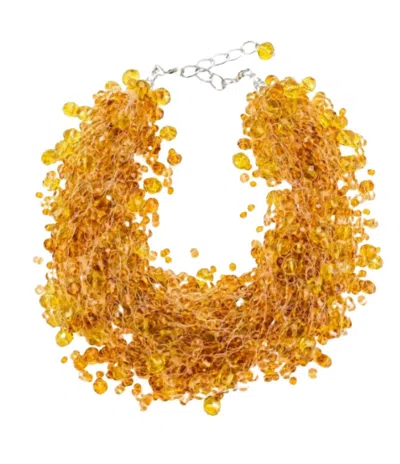 Crown Linen Women's Amber Crystal Bead Cluster Necklace In Gold