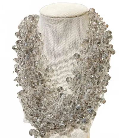 Crown Linen Women's Crystal Bead Cluster Necklace In Grey In Gray