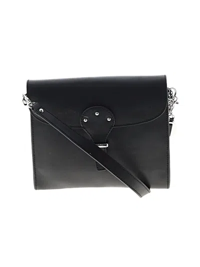 Pre-owned Crown Vintage Leather Crossbody Bag In Black
