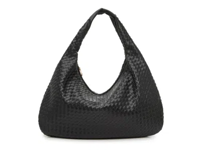 Crown Vintage Woven Hobo Bag In Black