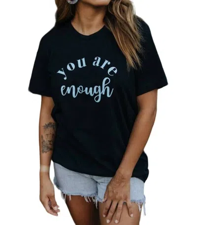 Crowned Free You Are Enough Tee In Heather Black