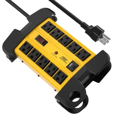 Crst Heavy Duty Power Strip With Usb-c, 10-outlet Metal Wall Mount Surge Protector Power Strip With 6ft C