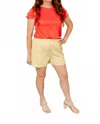 Crst Lindsay Faux Leather Shorts In Corn In Multi