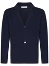 Cruciani Single-breasted Navy Cotton Knit Blazer In Blue