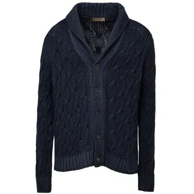 CRUCIANI CRUCIANI BLUE CASHMERE MEN'S CARDIGAN