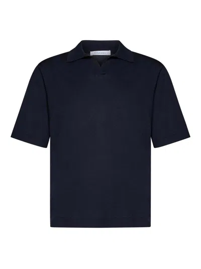 Cruciani Buttonless Polo Shirt In Fine Knit Silk In Black