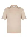Cruciani Buttonless Polo Shirt In Fine Knit Silk In Gold