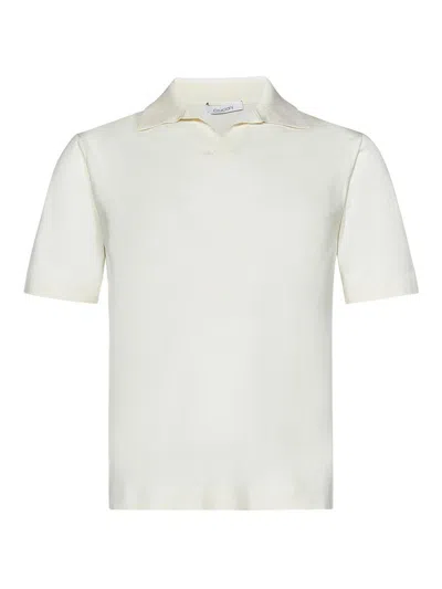 Cruciani Buttonless Polo Shirt In Fine Knit Silk In Neutral