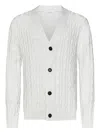 Cruciani White Cardigan With Jacquard Diamond Pattern