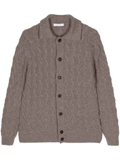 Cruciani Cable-knit Cardigan In Brown