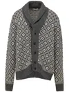 Cruciani Cardigan In Cashmere  In Bianco/grigio Chiaro