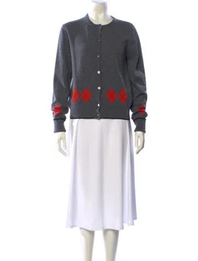 Pre-owned Cruciani Cashmere Graphic Print Sweater In Gray