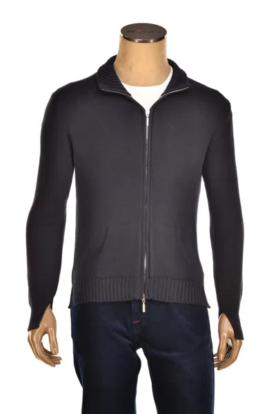 Cruciani Cotton Zip-up Sweater In Blue