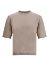 Cruciani Ribbed Cotton Knit T-shirt With Short Sleeves In Neutral
