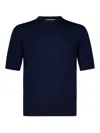 Cruciani Crewneck Blue Plain Stitch Wool Knit Sweater In Blue
