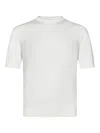 Cruciani Crewneck  Plain Stitch Wool Knit Sweater In White