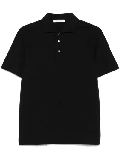 Cruciani Cutaway-collar Polo Shirt In Black