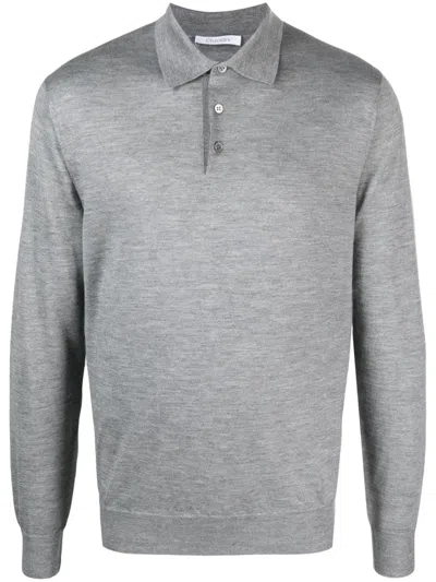 CRUCIANI FINE-KNIT LONG-SLEEVED POLO SHIRT