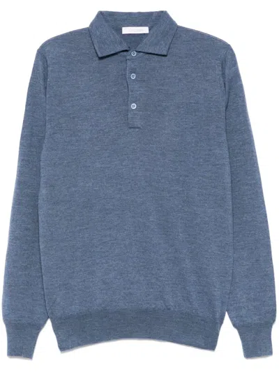 Cruciani Fine-knit Polo Shirt In Blue