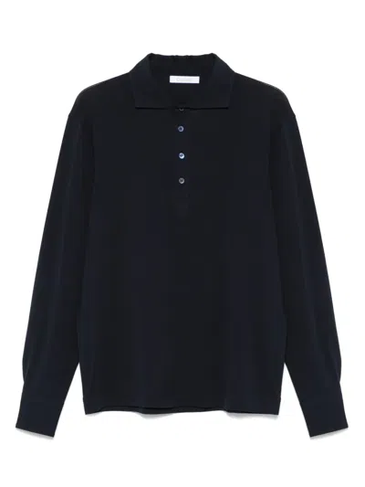 Cruciani Fine-ribbed Polo Shirt In Blue