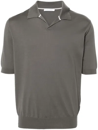 Cruciani Fine-ribbed Polo Shirt In Grey