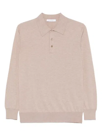 Cruciani Fine-ribbed Polo Shirt In Neutrals