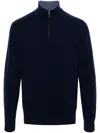 Cruciani Half-zip Cashmere Jumper In Blue