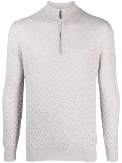 Cruciani Half-zip Wool Jumper In Grey